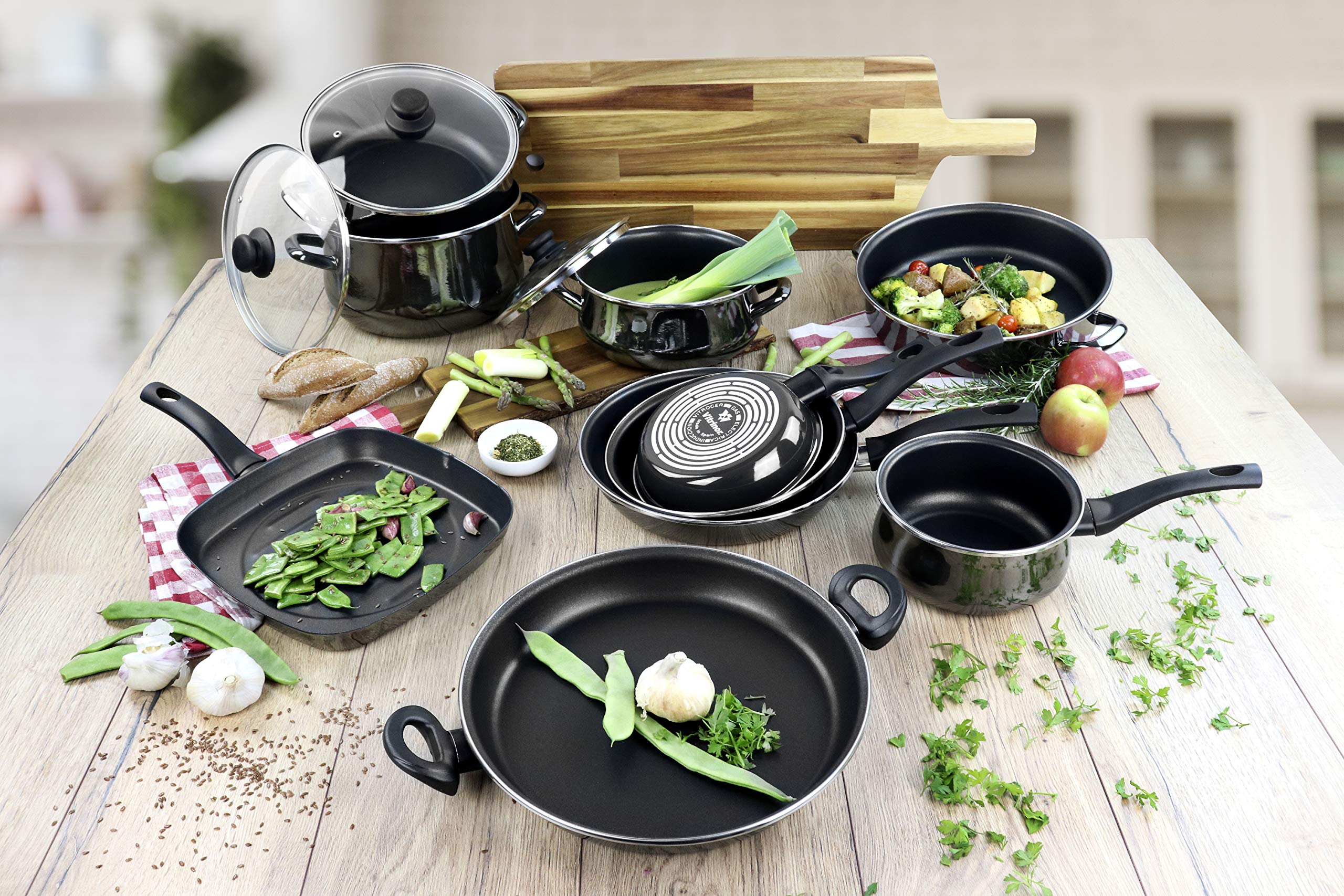 Moneta Alluflon Costanza Casserole Antiadhérente 14 Cm Aluminium Noir Avec Bec Verseur