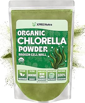 XPRS Nutra Organic Chlorella Powder - Broken Cell Wall Chlorophyll Powder for Immunity - Vegan Friendly Chlorella Organic for Complete Protein (16 Ounce)