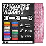 Strapworks Heavyweight Polypropylene Webbing - Heavy Duty Poly Strapping for Outdoor DIY Gear Repair, 2 Inch x 10 Yards - Pink