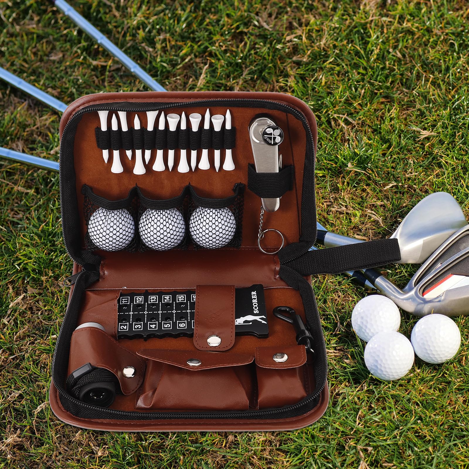 Golfbeutel Outdoor Golf Werkzeugset mit Aufbewahrungstasche aus PU Leder