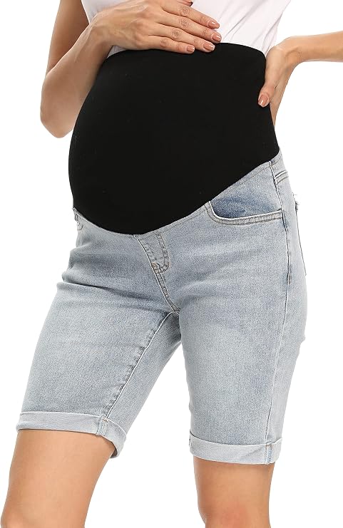Foucome Women's Materntiy Bermuda Jean Shorts