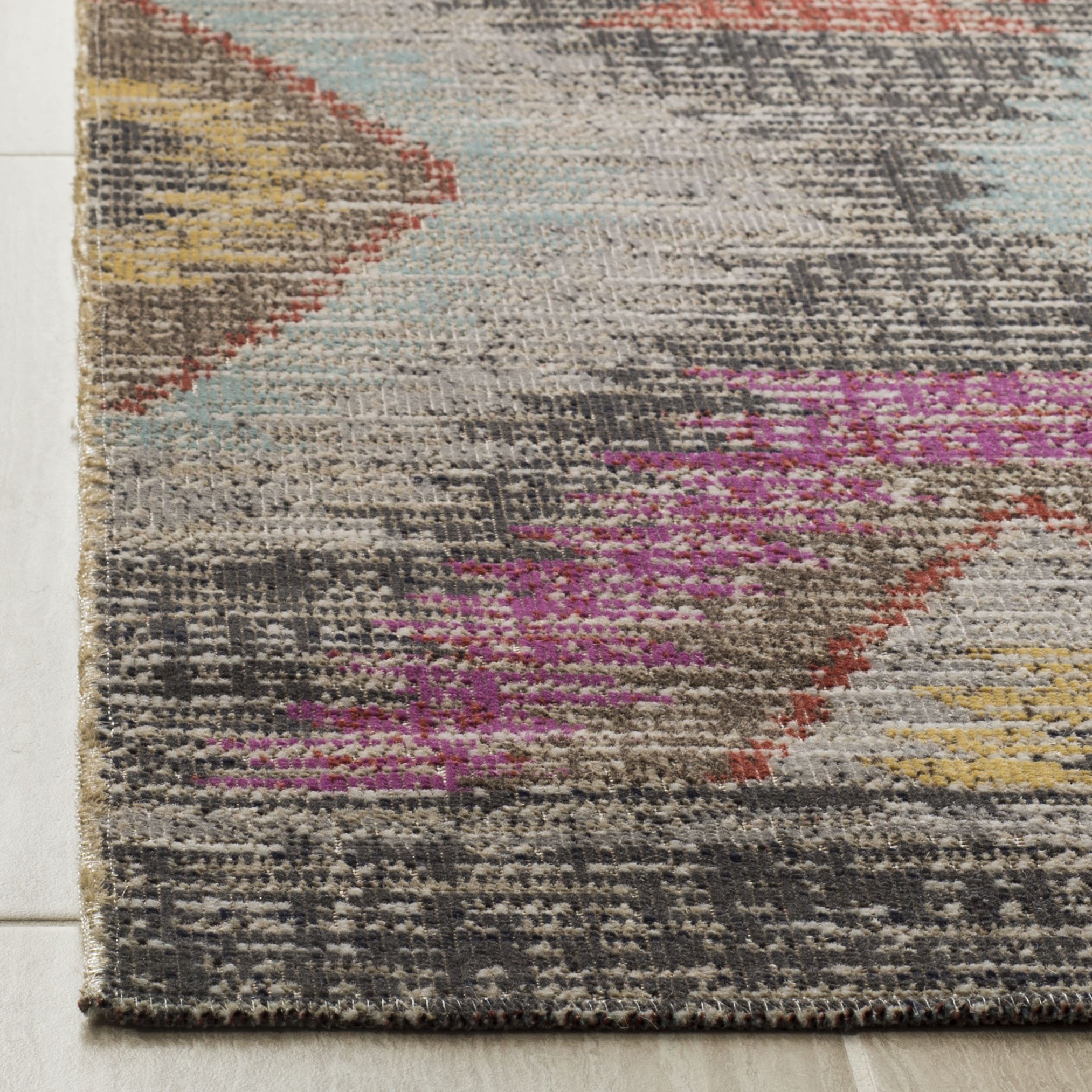 SAFAVIEH Tapis Boho Pour Salon, Salle à manger, Chambre à coucher - Montage Collection, Tapis à poil court, Gris et Multi, 122 X 183 cm