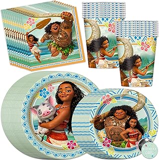 Moana Party Supplies, Moana Birthday Party Supplies Featuring Moana and Maui, Serves 16, With Plates, Cups and Napkins, Officially Licensed