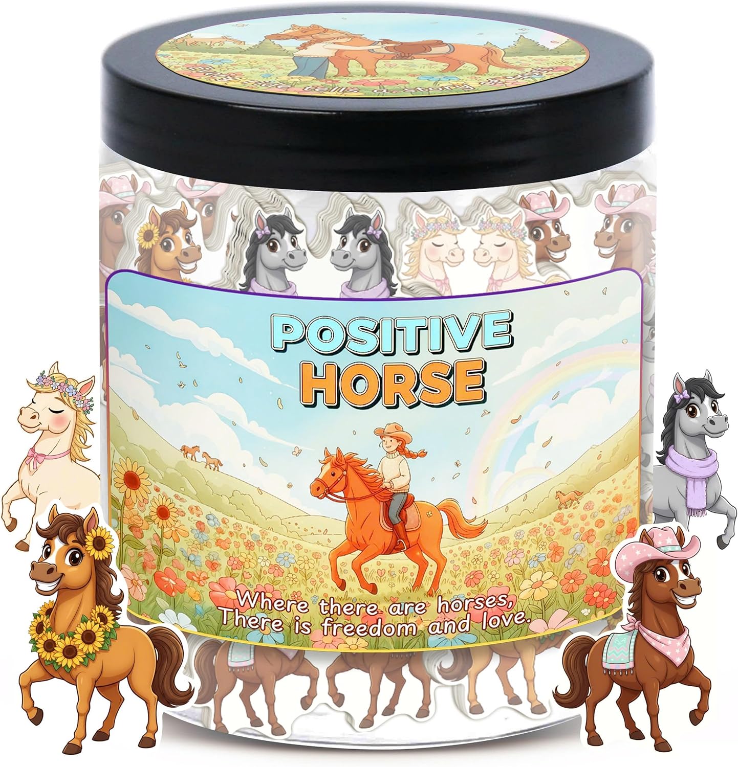 Positive Horse Jar with 60 Affirmation Cards, Horse Gifts For Teenage Girls Women Men, Horse Gift Ideas For Horse Lovers Women Men Girl, Gift For Horse Rider Trainer, Unique Gifts For Horse Lovers