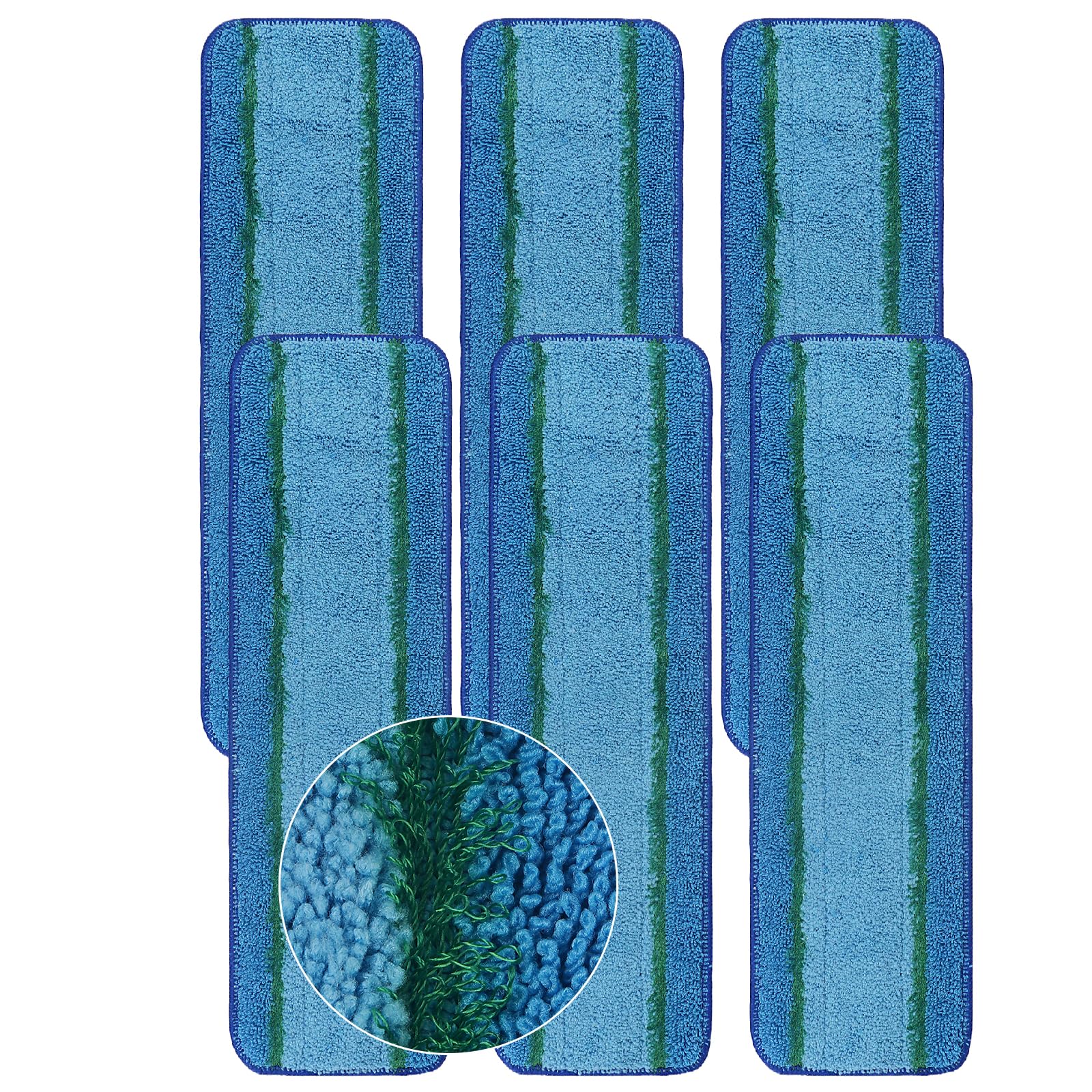 Paquete de 6 almohadillas de limpieza profunda de repuesto para la familia de fregonas Bona, lavables y reutilizables | Almohadilla de limpieza de microfibra para suelos de madera dura y superficies múltiples, mopa húmeda/seca