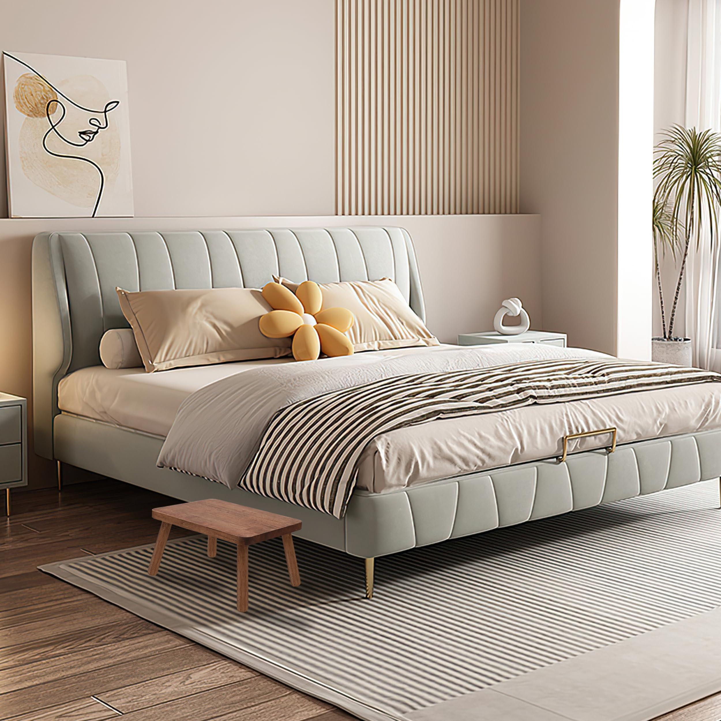 Sgabello in legno, 22,4 cm, sgabello con un gradino per cucina, camera da letto, bagno