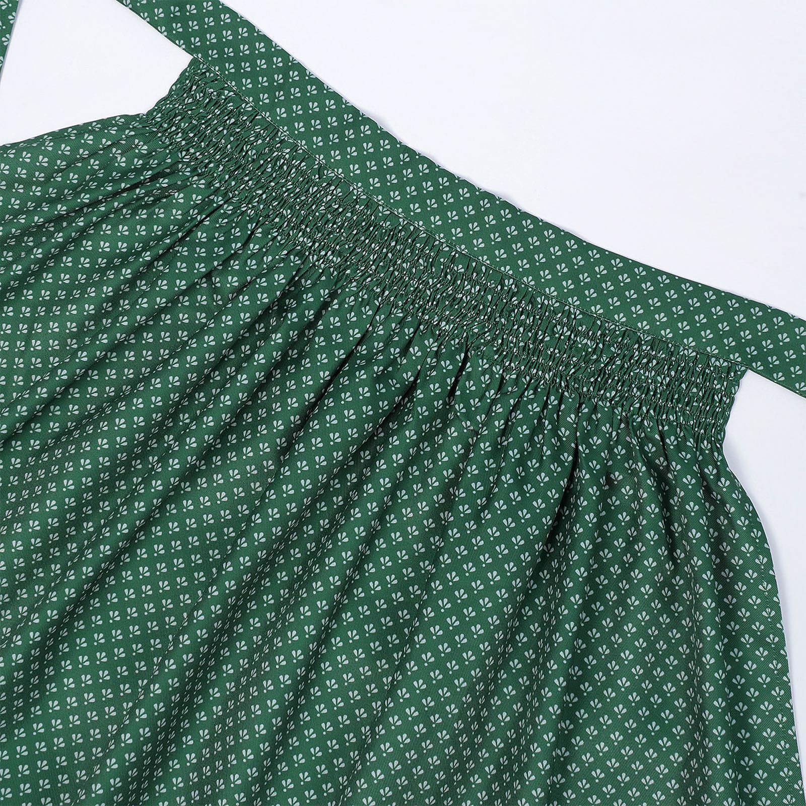 Dirndl Kleid Damen Oktoberfest Trachtenkleid Bayern Kostüm Kurzarm Spitze Oberteil Karree Ausschnitt Tailliert Vintage Midi Kleid mit Schürzen Optik Festliches Trachtenkleid Bierfest Party Outfit