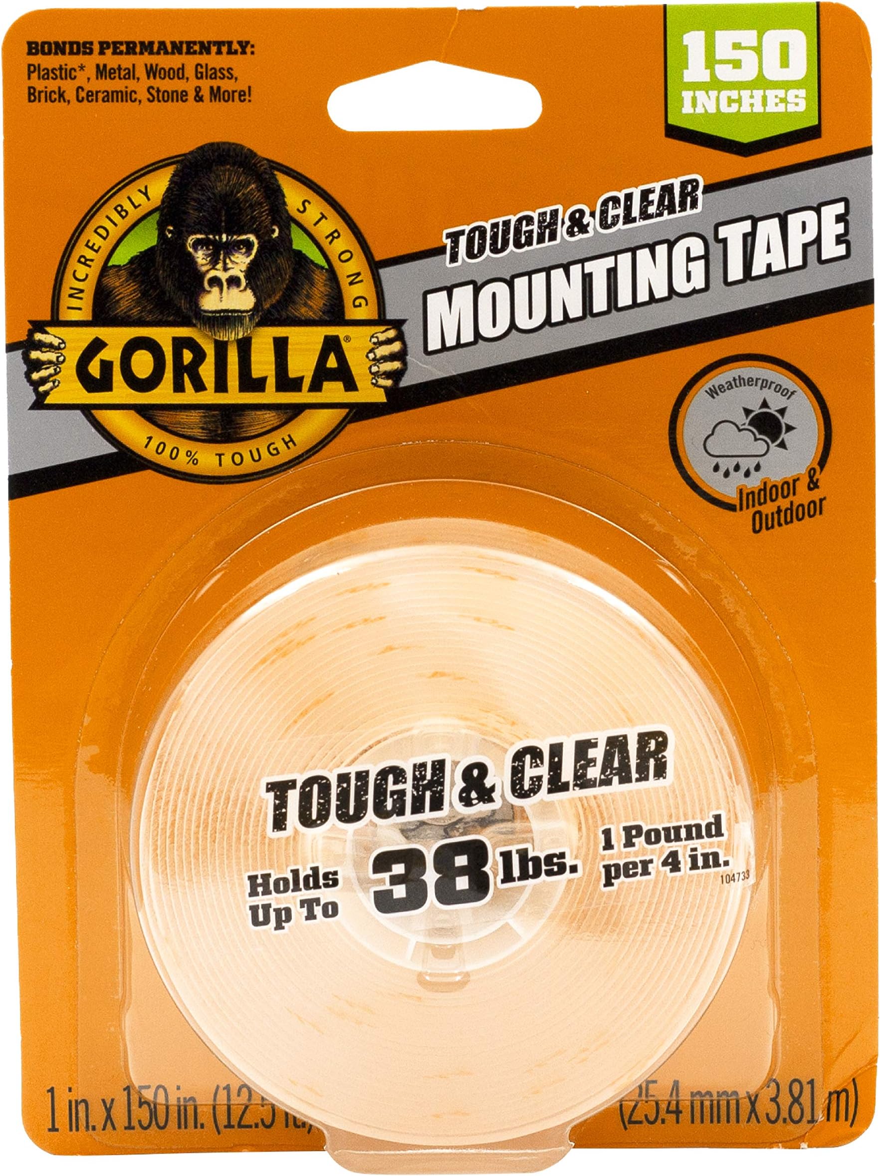Gorilla Tough & Clear Double Sided Adhesive Mounting Tape, Extra Large