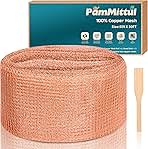 Copper Mesh Rodent Control, 5in x 30ft Rustproof Pure Copper Mesh Roll for Slug Snail Mice Control, Ideal for Blocking Holes in Walls Vents, Plus Packing Tool for Easy Installation