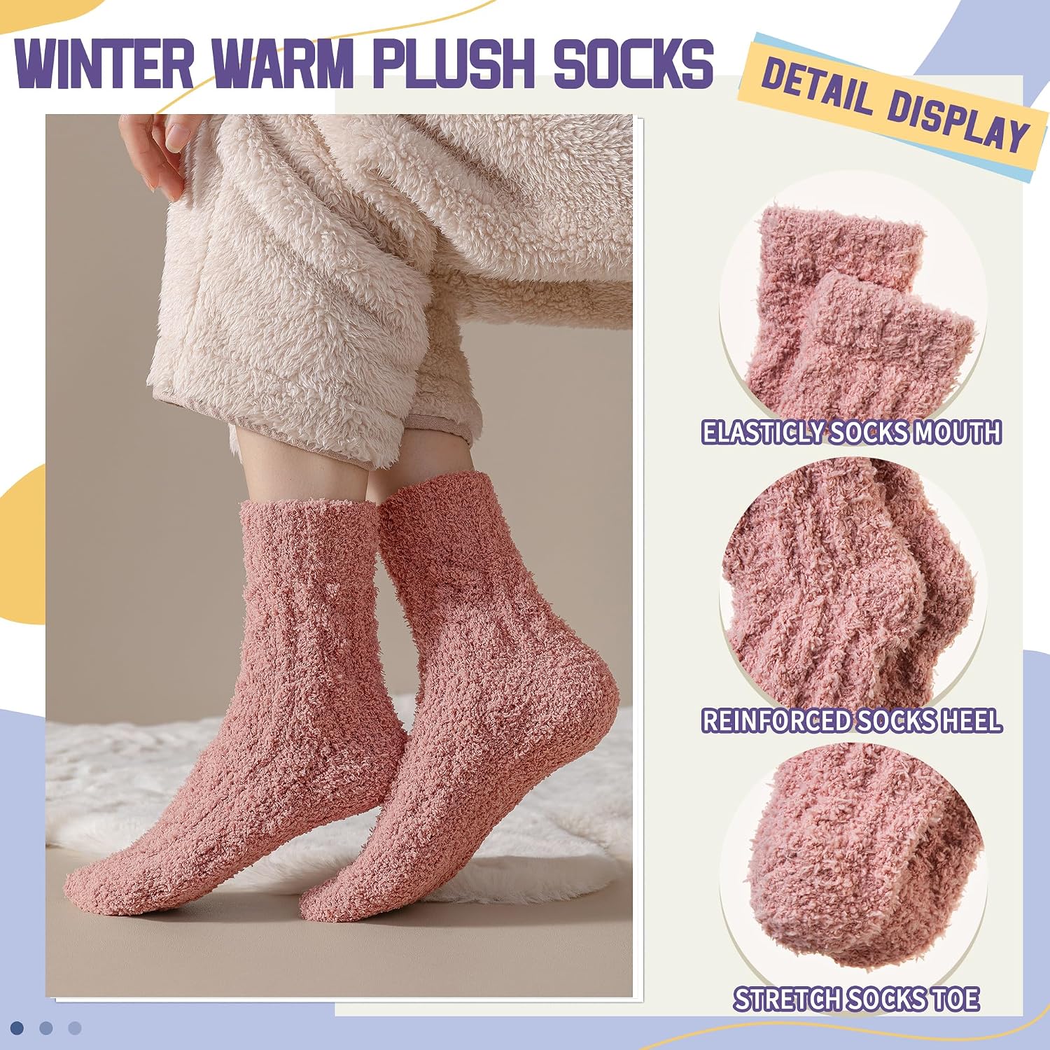 DoSmart Fuzzy Socks For Women Slipper Warm Fluffy Soft Winter Cozy Plush Cabin Sleep Christmas Home Socks