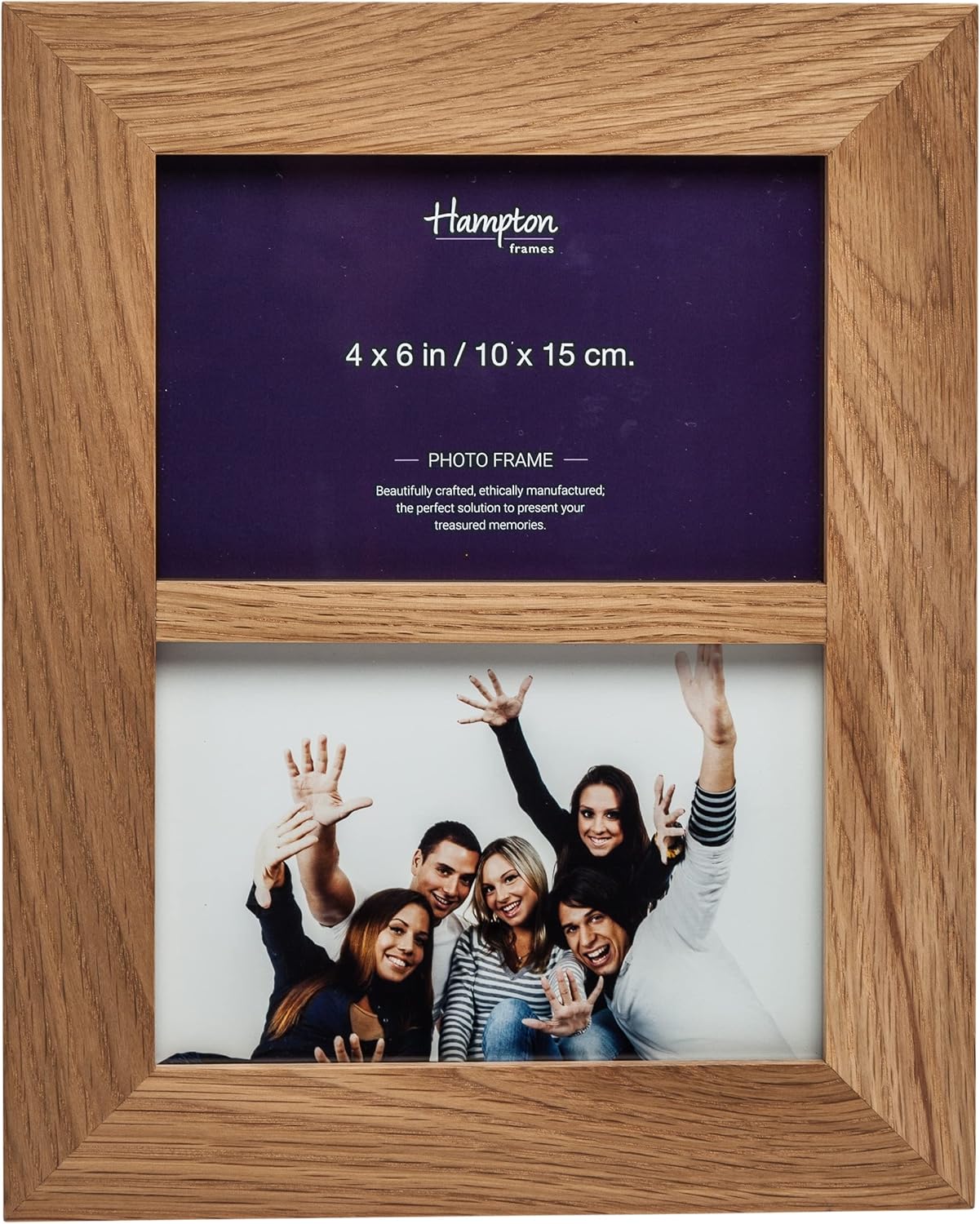 Hampton Frames NEW ENGLAND Solid Oak Wood Photo Frame Natural, Double 4 x 6 (10 x 15 cm)