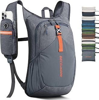 15L Small Hiking Backpack for Men Women Foldable Packable Back Pack Ultralight Hiking Daypack for Travel Camping Outdoor, Gray