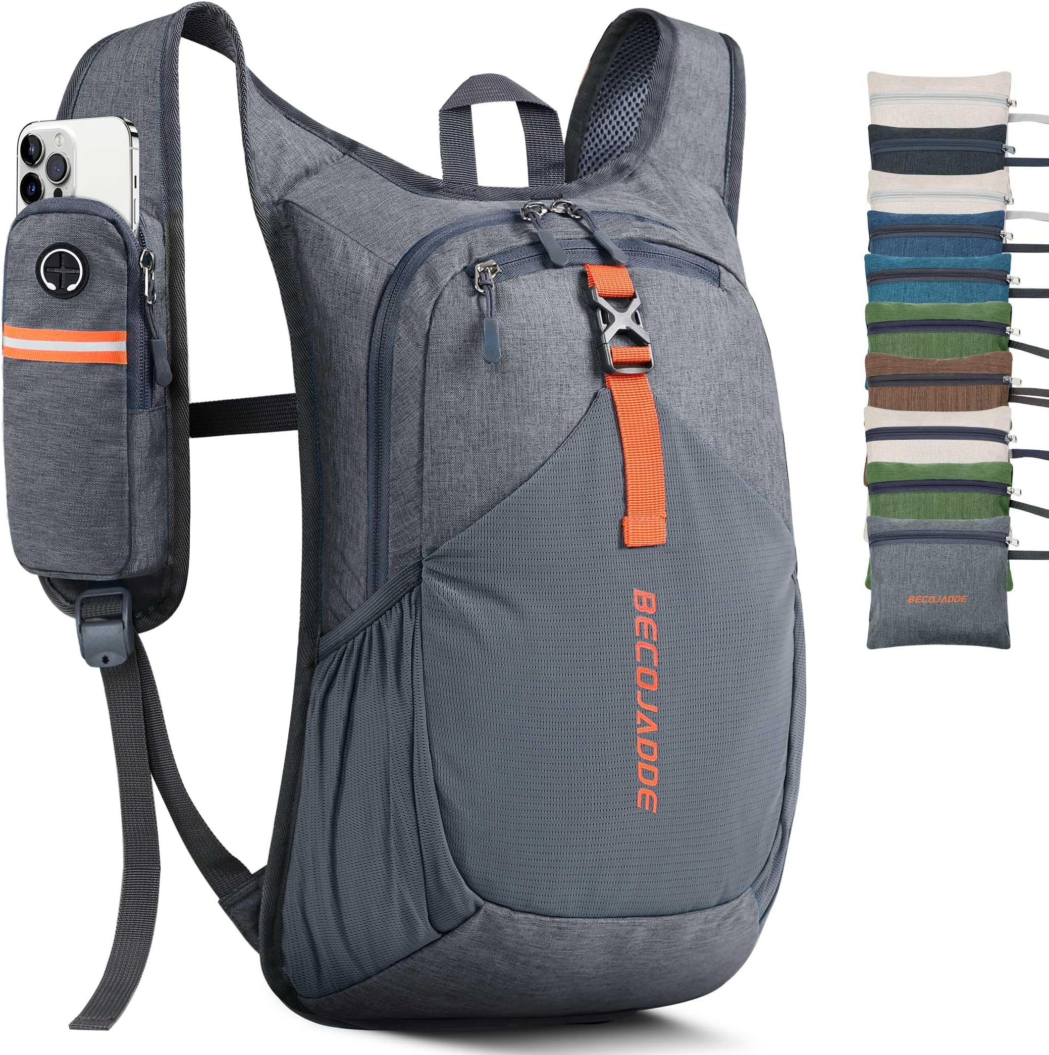 15L Small Hiking Backpack for Men Women Foldable Packable Back Pack Ultralight Hiking Daypack for Travel Camping Outdoor, Gray