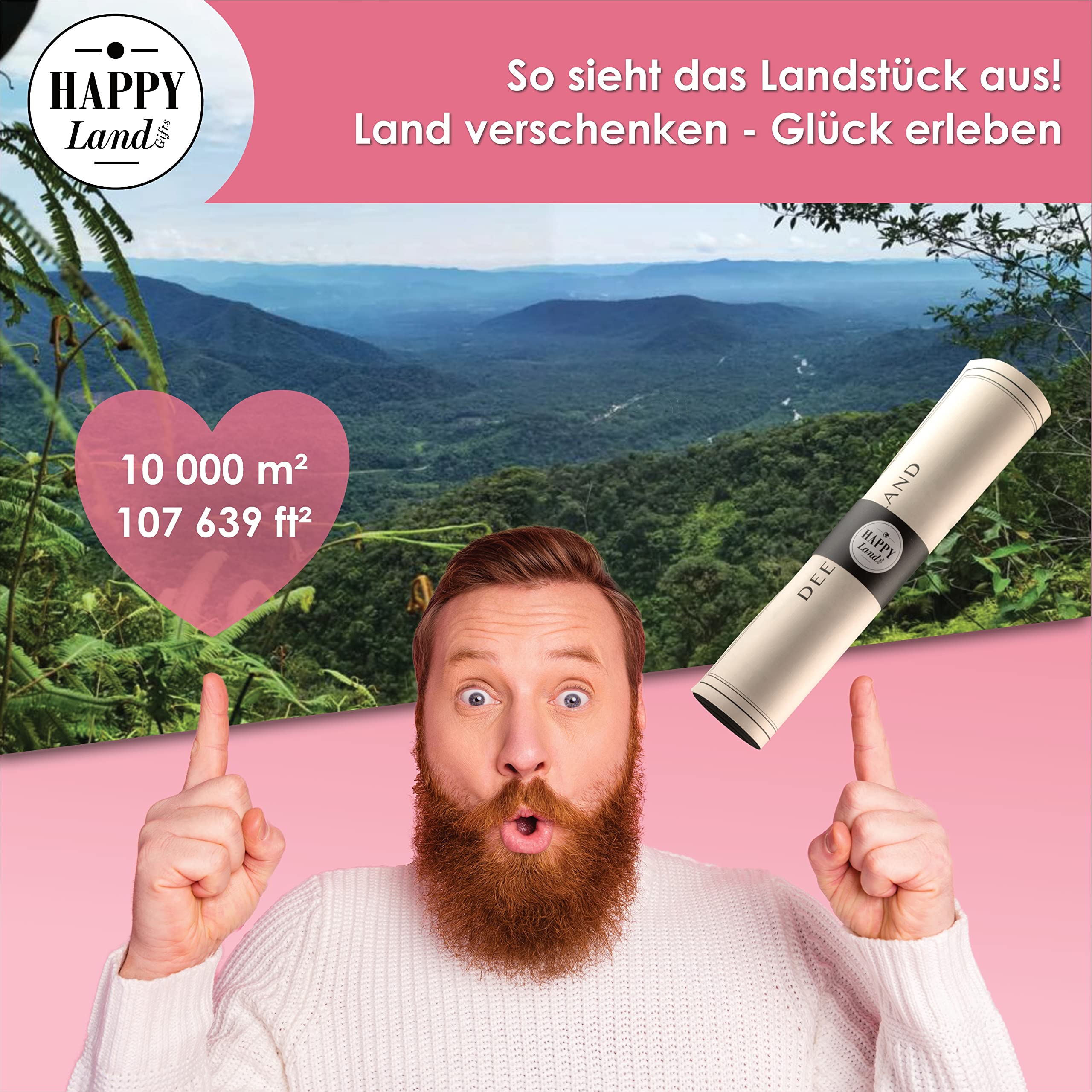 happylandgifts® 1m² echter Regenwald in Peru I Edle Besitzurkunde mit Wunschname zum selber eintragen I Geschenk für nachhaltige Männer und Frauen I Naturschutz I Nachhaltige Geschenke