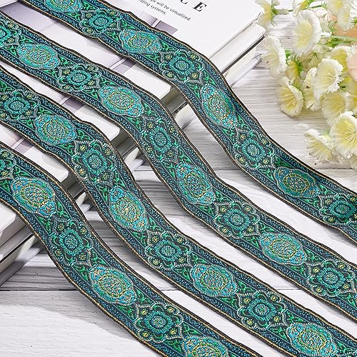 Miniatura 4 de FINGERINSPIRE Cinta jacquard vintage de 7.7 yardas, 1.3 pulgadas, con embriderizada, tela tejida con flecos para accesorios de ropa de bricolaje
