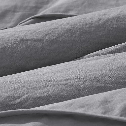 Miniatura 7 de Bedsure Juego de edredón gris tamaño King, juego de cama plisado de 4 piezas, juegos de ropa de cama alternativa de plumón para todas las