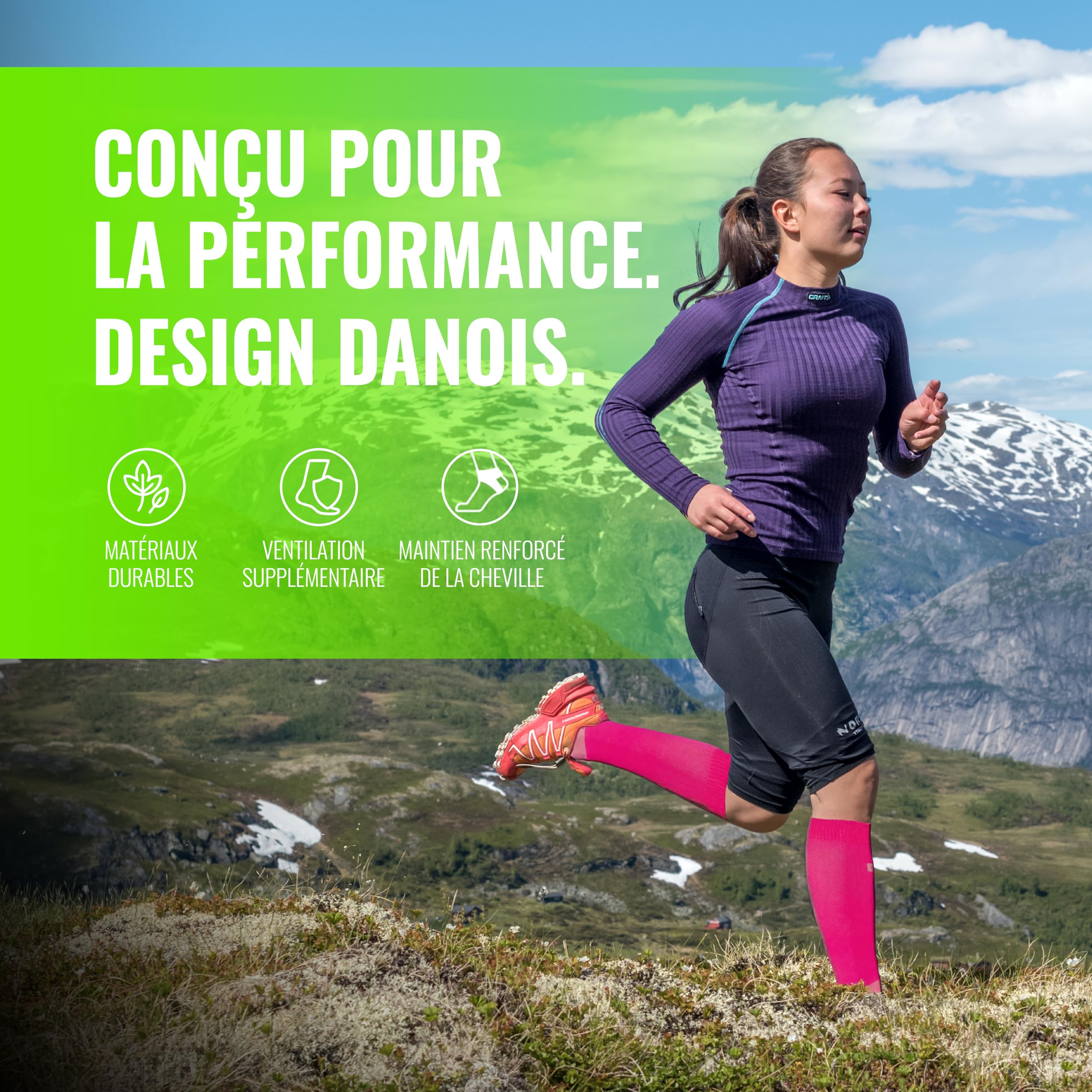 COMPRESSION FOR ATHLETES V1 Chaussettes de Contention Femme et Homme de Haute Qualité, Soutien de La Cheville et de La Voûte Plantaire, Chaussettes de Contention Homme et Femme fabriquées dans l'UE