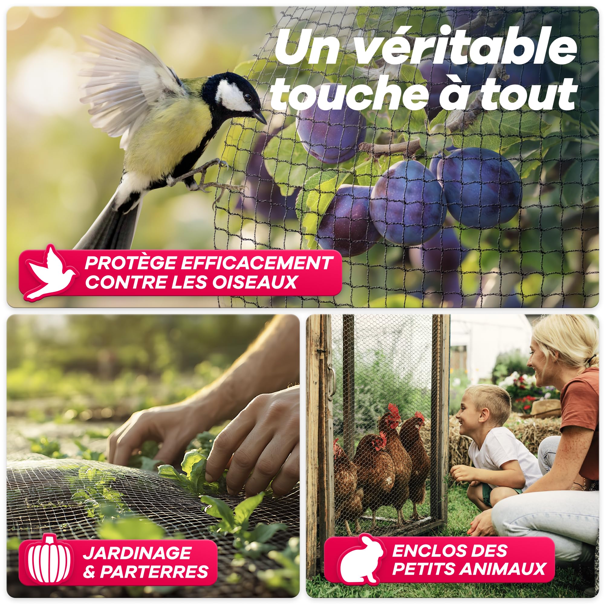 GEROBUG Filet de bassin mailles fines 5 x 2 m résistant aux intempéries UV protection hérons oiseaux filet