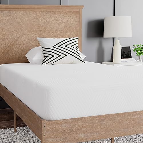 EMMA + OLIVER Camellia - Colchón individual de espuma viscoelástica con certificación CertiPUR-US de 8 pulgadas con gel refrescante de carbón y té