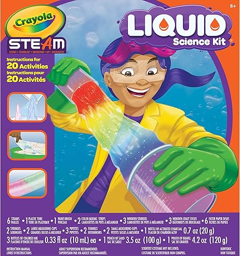Crayola Kit de ciencia líquida para niños, experimentos de química, juguete educativo, regalo para niños, 8, 9, 10, 11