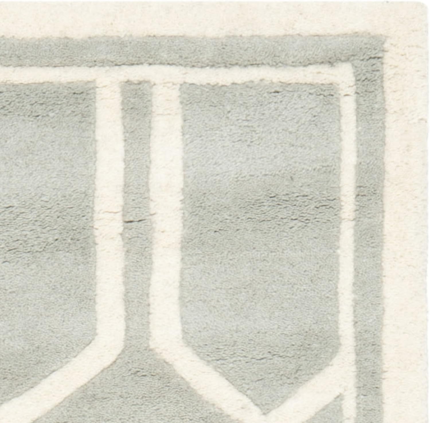 SAFAVIEH Chatham Collection 2'3" x 7' Grey/Ivory CHT725E Handmade Geometric Premium Wool Runner Rug