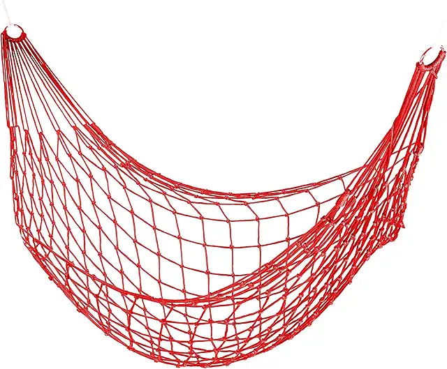Amaca Rete Leggera per Campeggio e Giardino, Rosso, Fino a 120 kg
