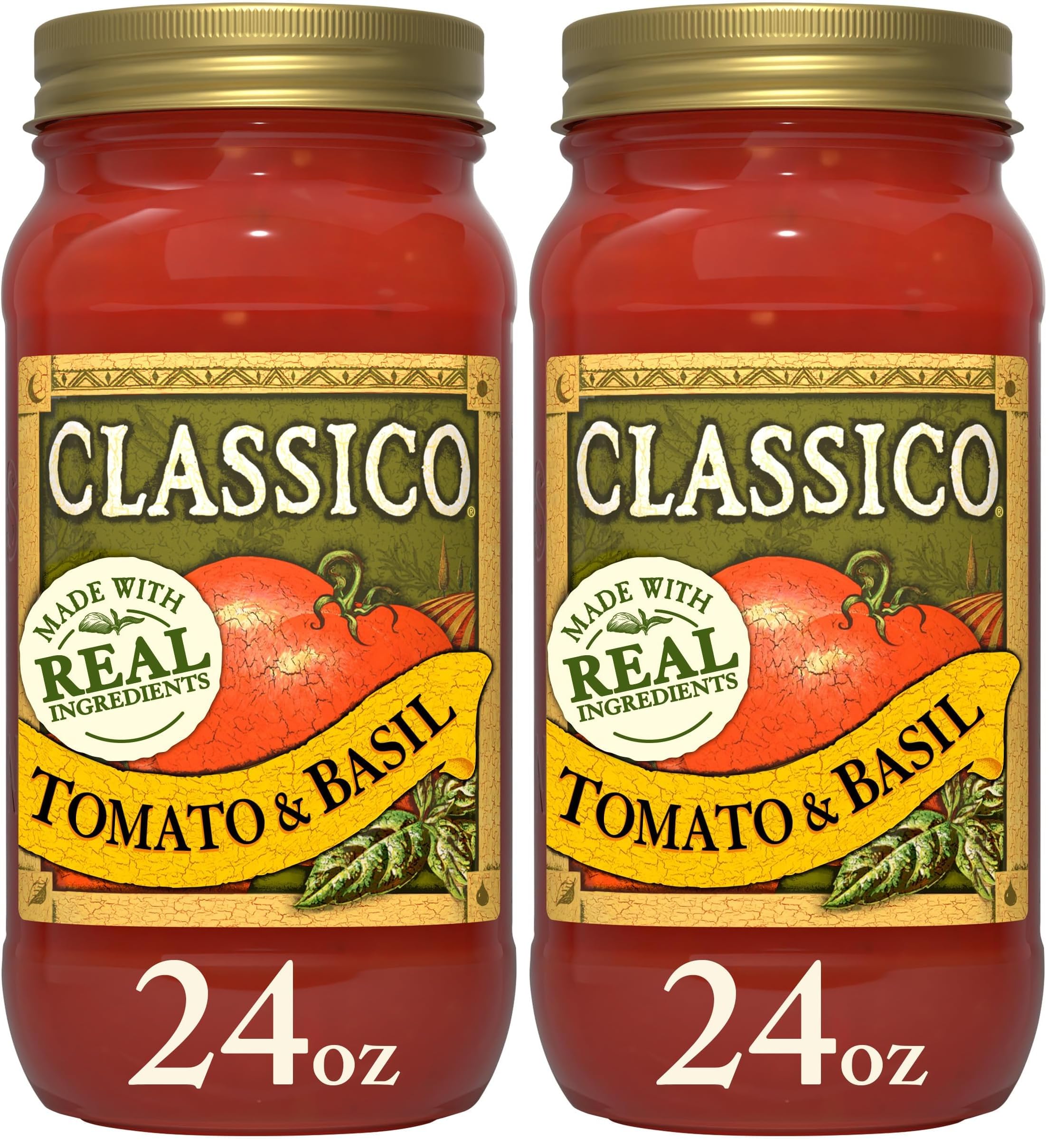 Classico Tomato & Basil Spaghetti Pasta Sauce (24 oz Jar) (Pack of 2)