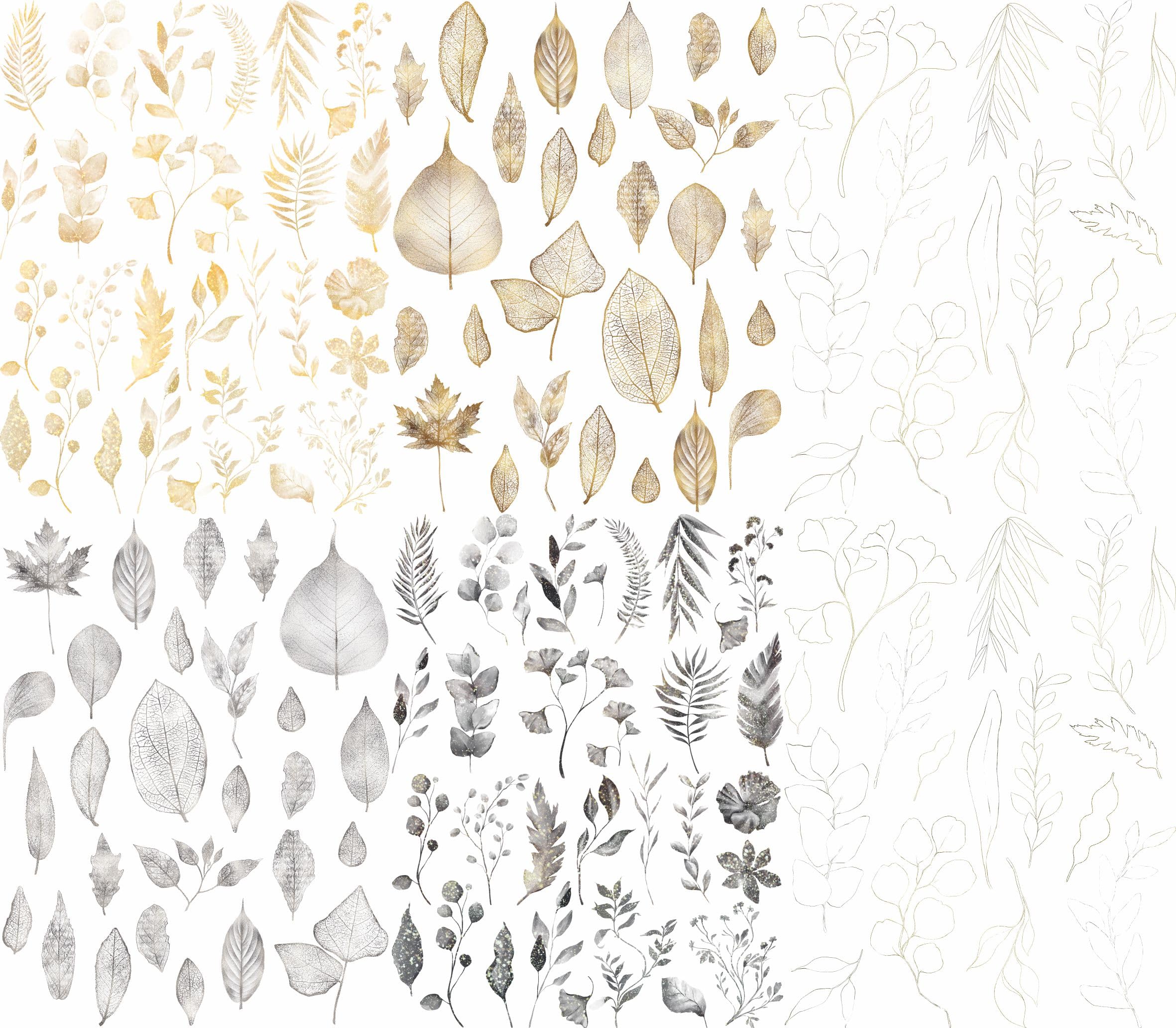 Gold & Silver Leaf Reispapier, 8 x 10.5 inch - for Decoupage Furniture Crafts
