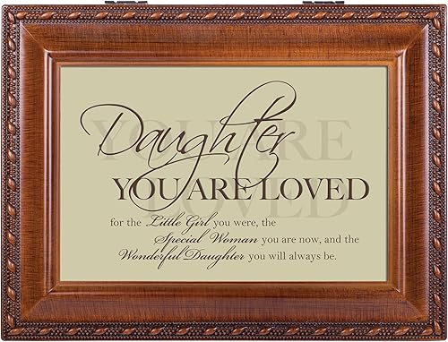Miniatura 2 de Cottage Garden Caja de música con cuerda de veta de madera con texto en inglés "Daughter You are Loved Plays You Light Up My Life"