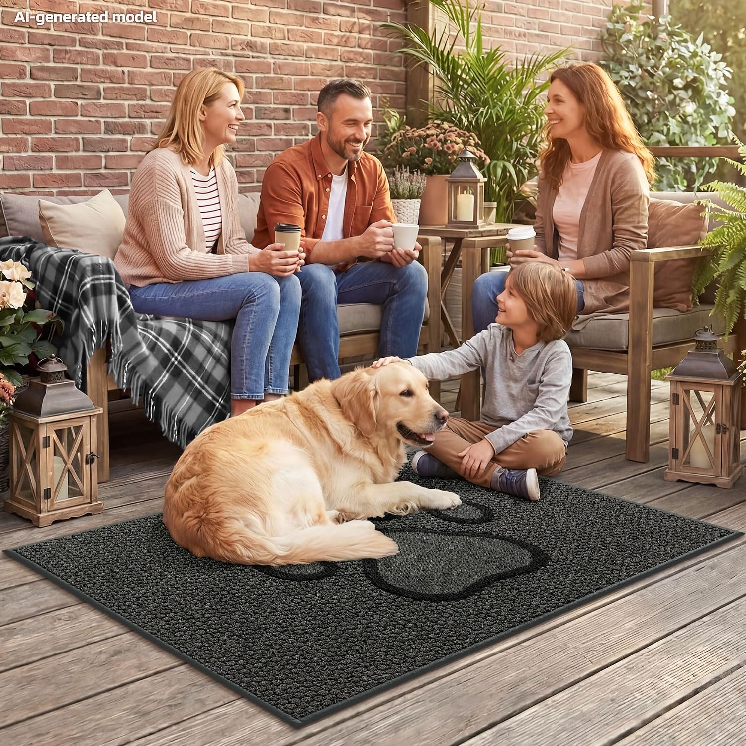 Dog Paw Doormats 32''x48'' for Dirty Paws, Washable Entryway Floor Rugs Dirt Trapper with TPR Backing, Absorbent Low Profile Doormat for Front Door, Hallway, Entryways, Dark Grey image 2