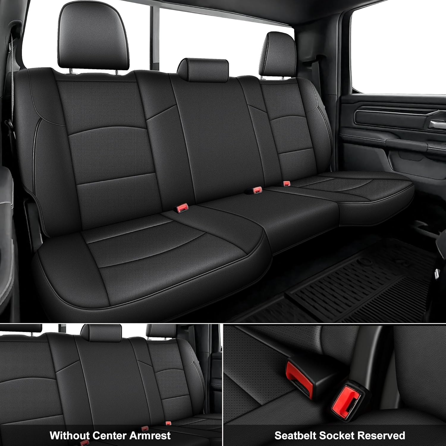 AOMSAZTO Seat Cover for Ram 2500: 2019 2020 2021 2022 2023 2024 2025 2026 Custom Fit Car Seat Covers Truck Full Set (Black)