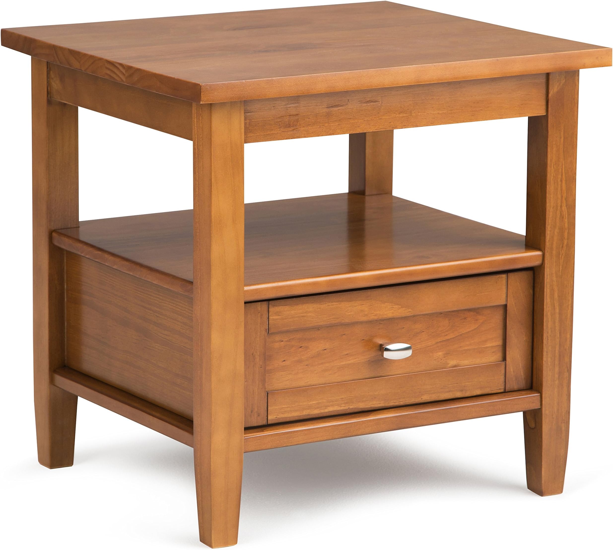 SIMPLIHOME Warm Shaker End Table, 20 inch, Light Golden Brown