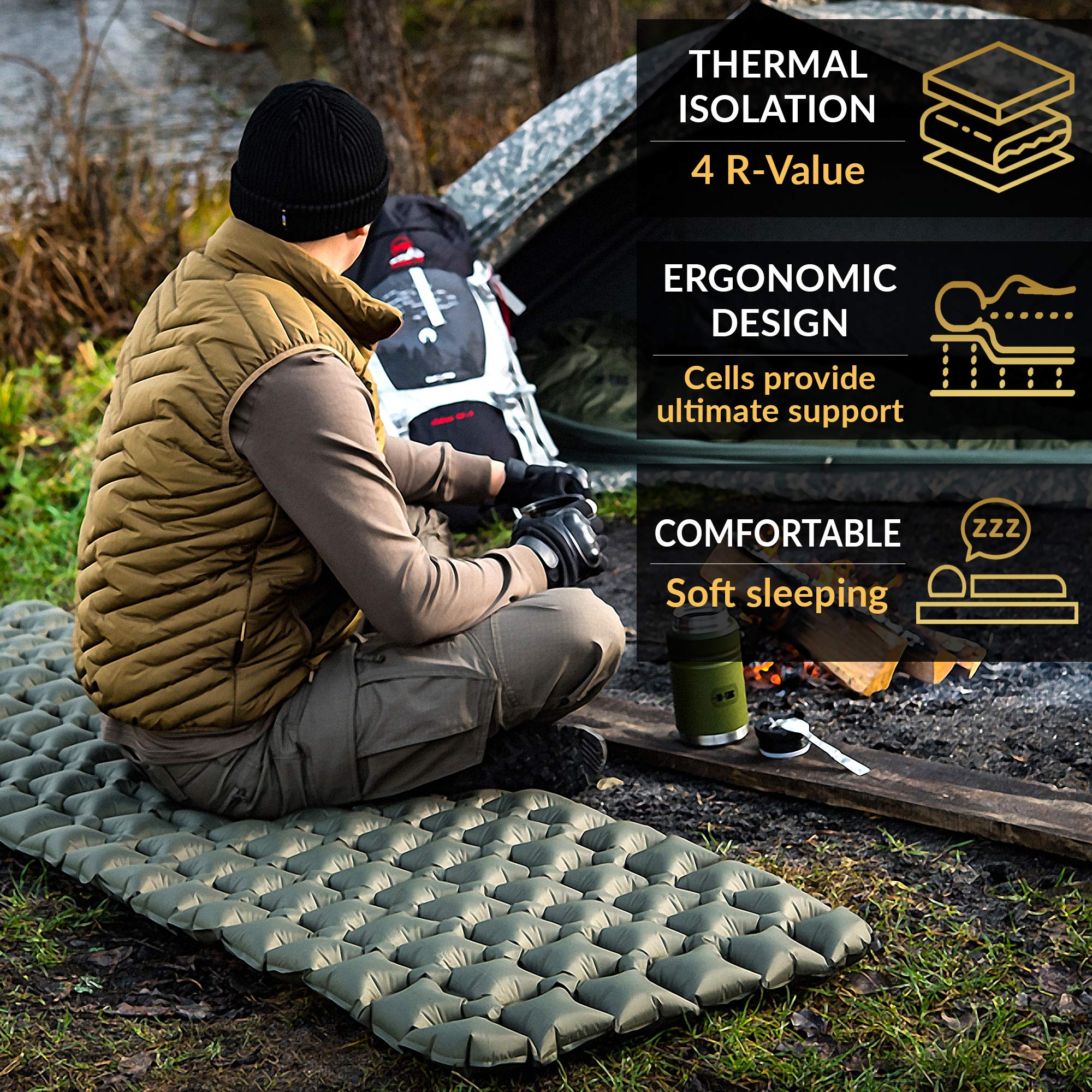 M-Tac Cojín de dormir ultraligero inflable del aire de la estera de camping para mochileros