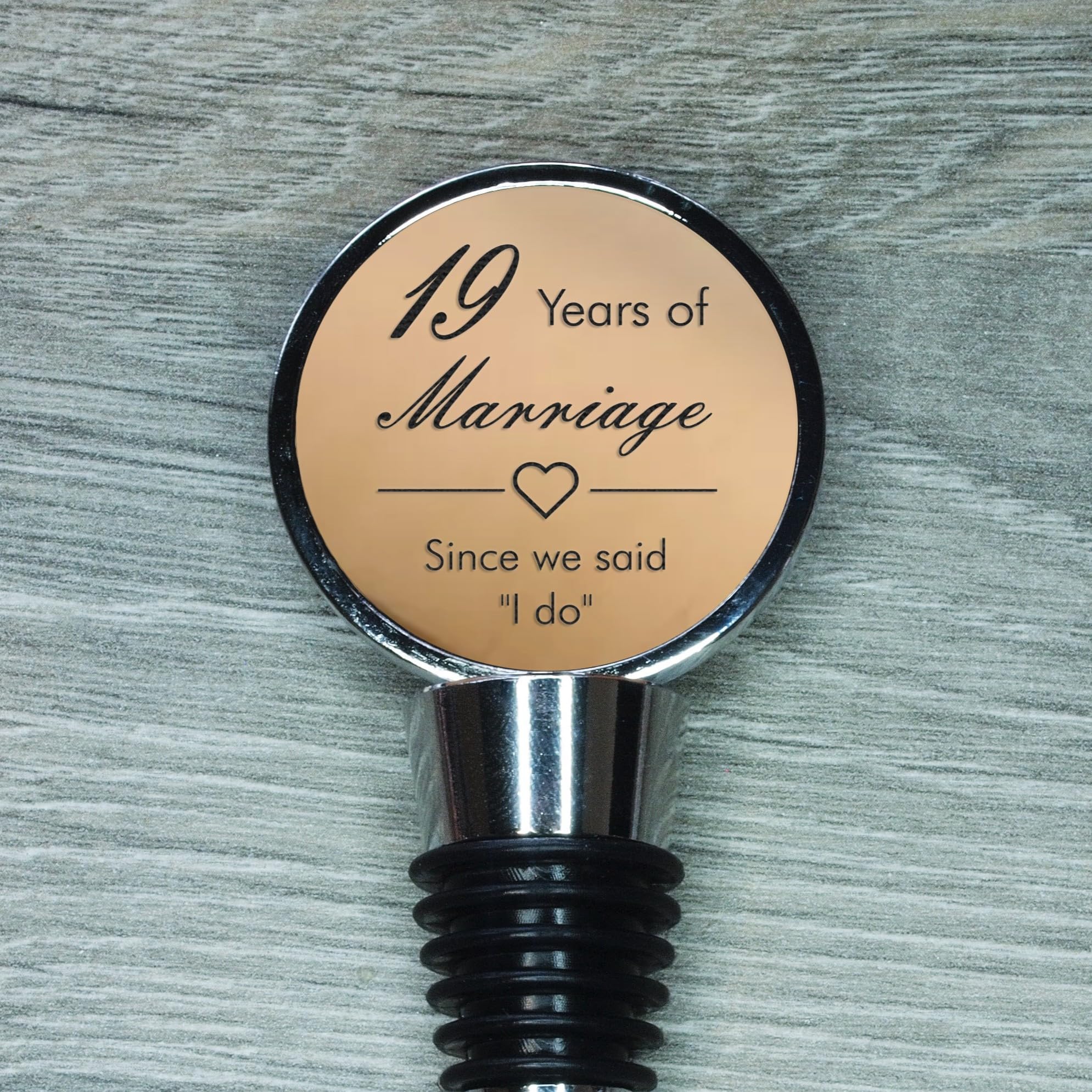 19th Anniversary Engraved Bronze Bottle Stopper, 19 Years Married (Since we Said I do)