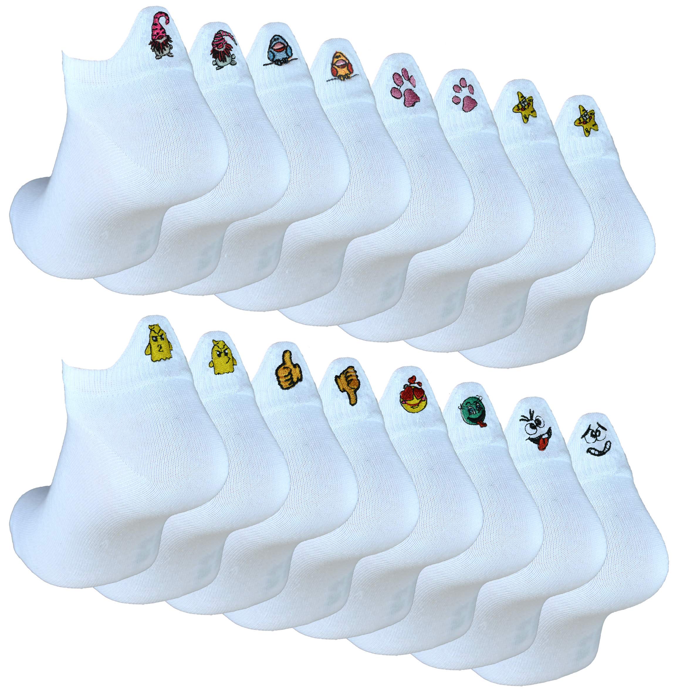 16 paires de chaussettes pour femmes avec motif talon, blanc 35-38