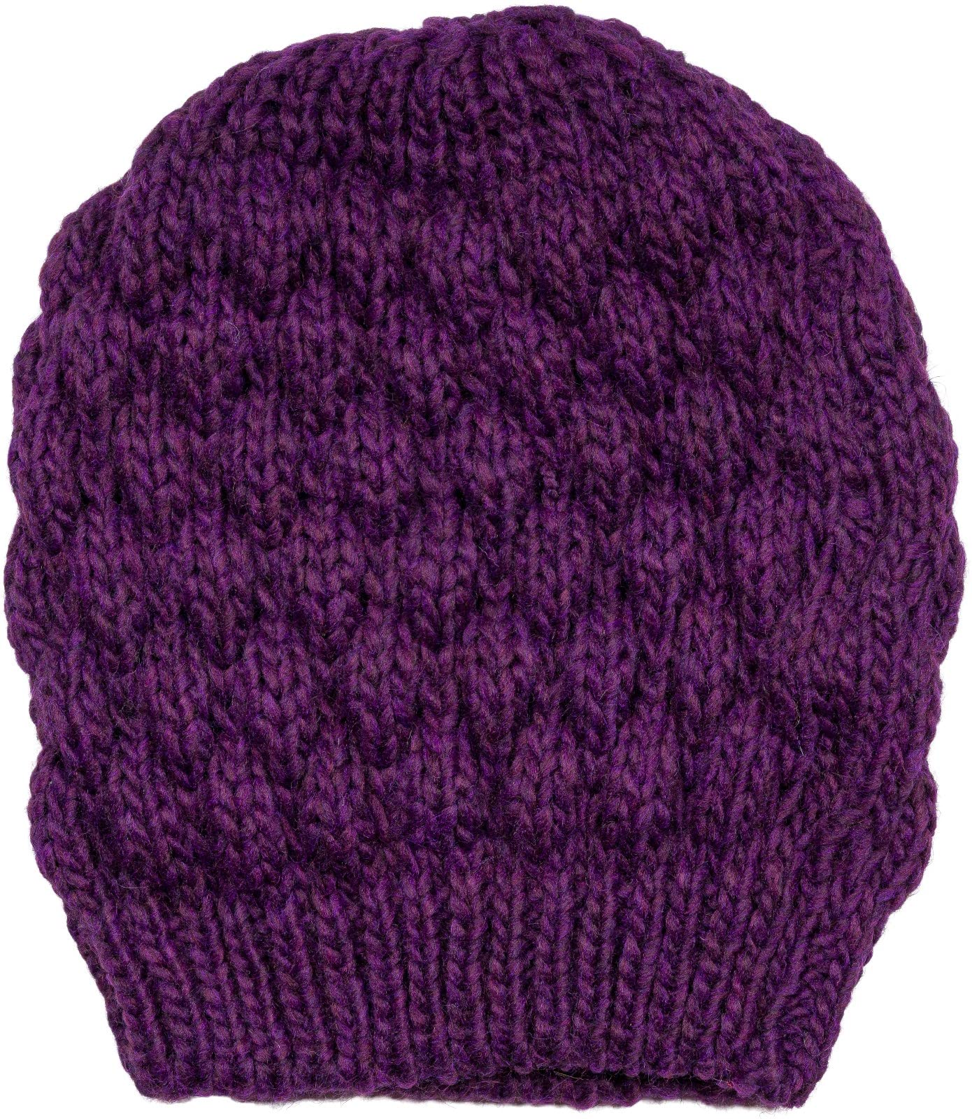 Stylebreaker Women's Violet Knitted Beanie Hat With Bubble Pattern, Plain Winter, Raspberry Pattern Knitted Hat 04024193, Colour: