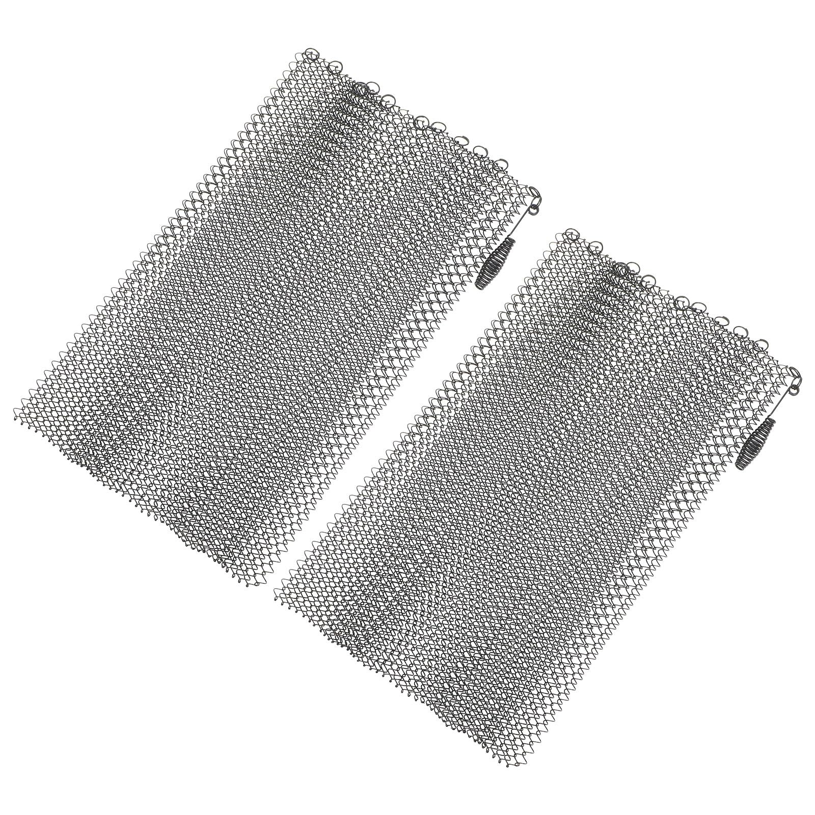 Alasum Rideaux de Cheminée 2 Pièces en Maille Métallique Noire avec Poignées Panneaux Résistants Empêchant et Déformations, Accessoires Pratiques pour Foyer