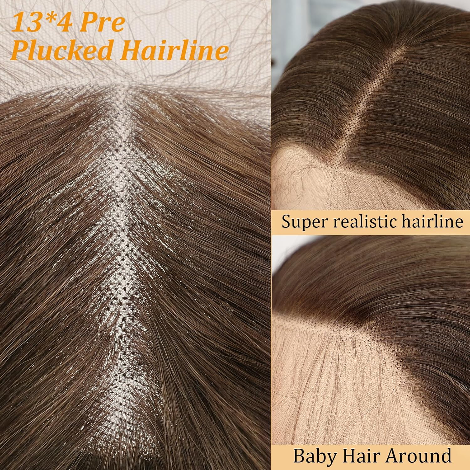 Condition photo showing New/Like New for aisi hair 13x4 hd lace front wig light brown pre plucked with baby hair straight glueless synthetic wigs for women 28inch beginner friendly