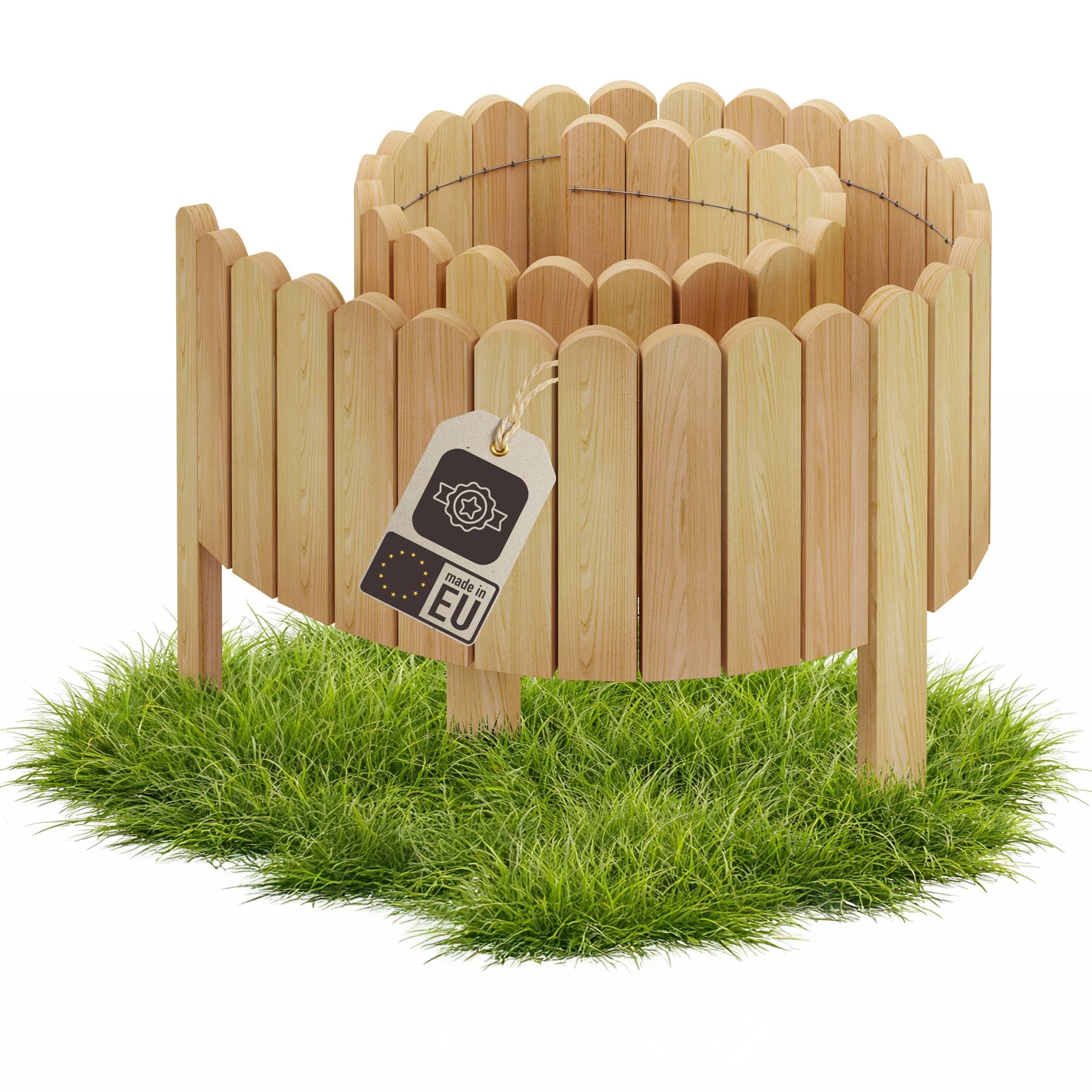 be4nature Flexible Wooden Garden Border 30 x 200 cm Light Brown pressure treated roll border lawn edging decorative garden fence palisade bed edging — image 1