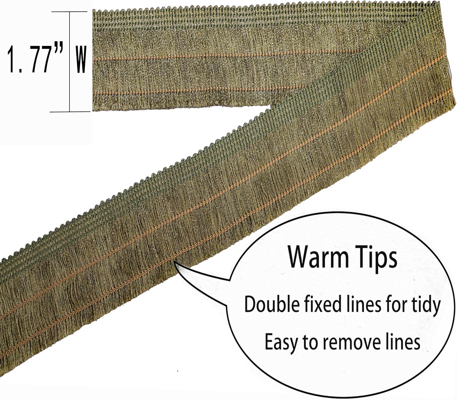 BEL AVENIR Sewing Fringe Trim, 5/10 Yards x 1.77 Inch Wide Tassel Lace Trim for Sewing, Clothing, Curtains, Lamp Shades, Home Decoration & DIY Projects (Army Green, 10Yards)