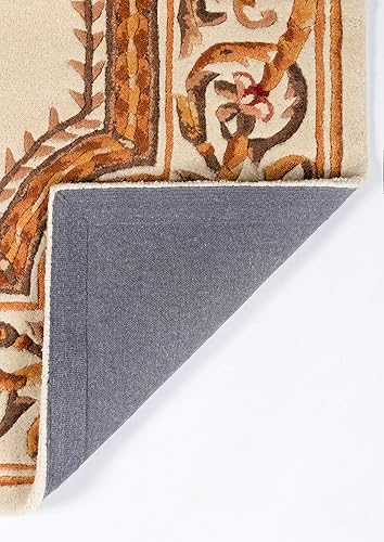 Miniatura 5 de Momeni Harmony India - Alfombra de lana con medallón copetudo a mano, 5 pies x 8 pies (HARM2HAI12IVY5080)