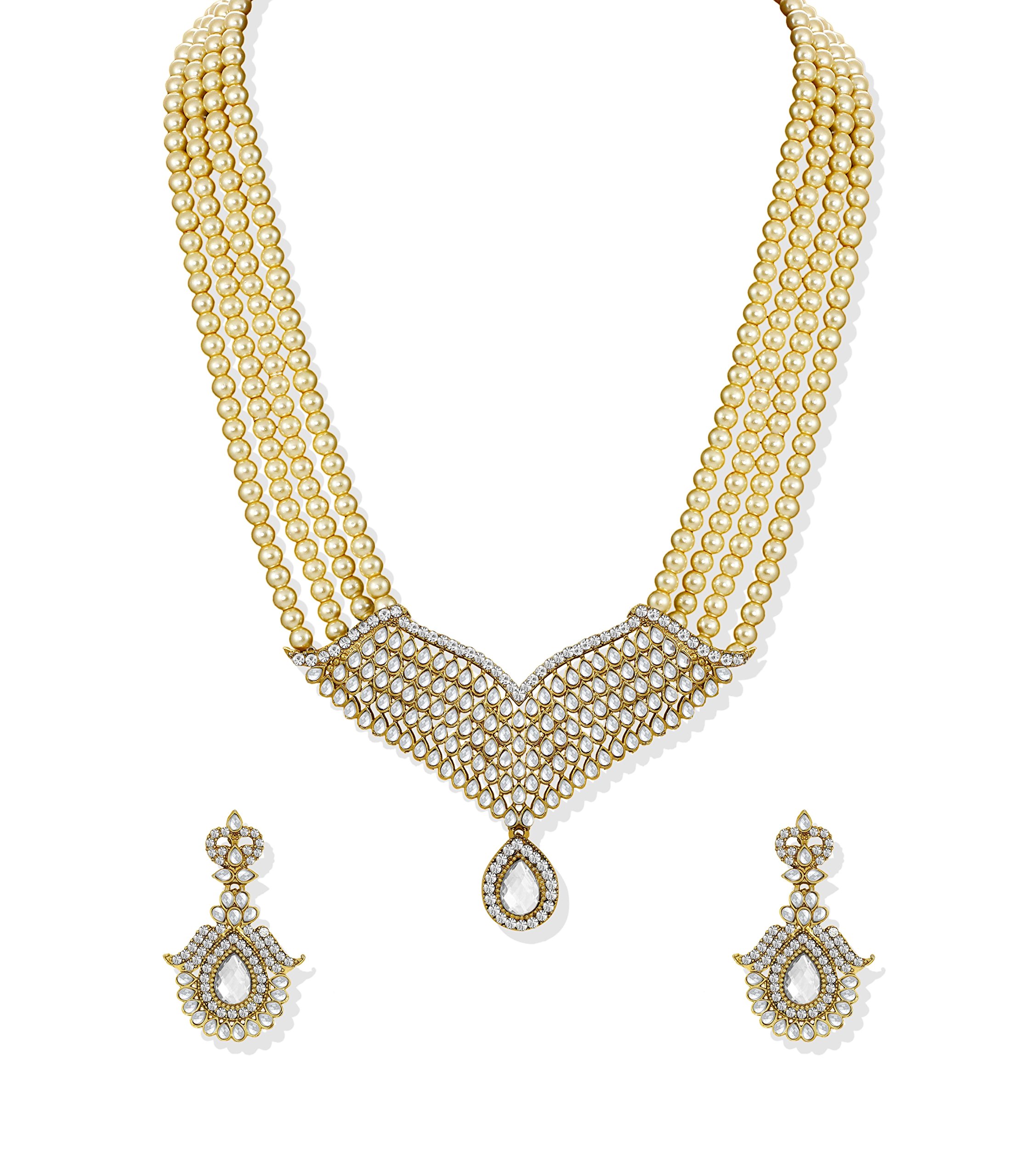 ZAVERI PEARLS Royal Princess Pearl Jewellery Necklace Set For Women - ZPFK5215 (B01G3U5JU6) Amazon Price History, Amazon Price Tracker
