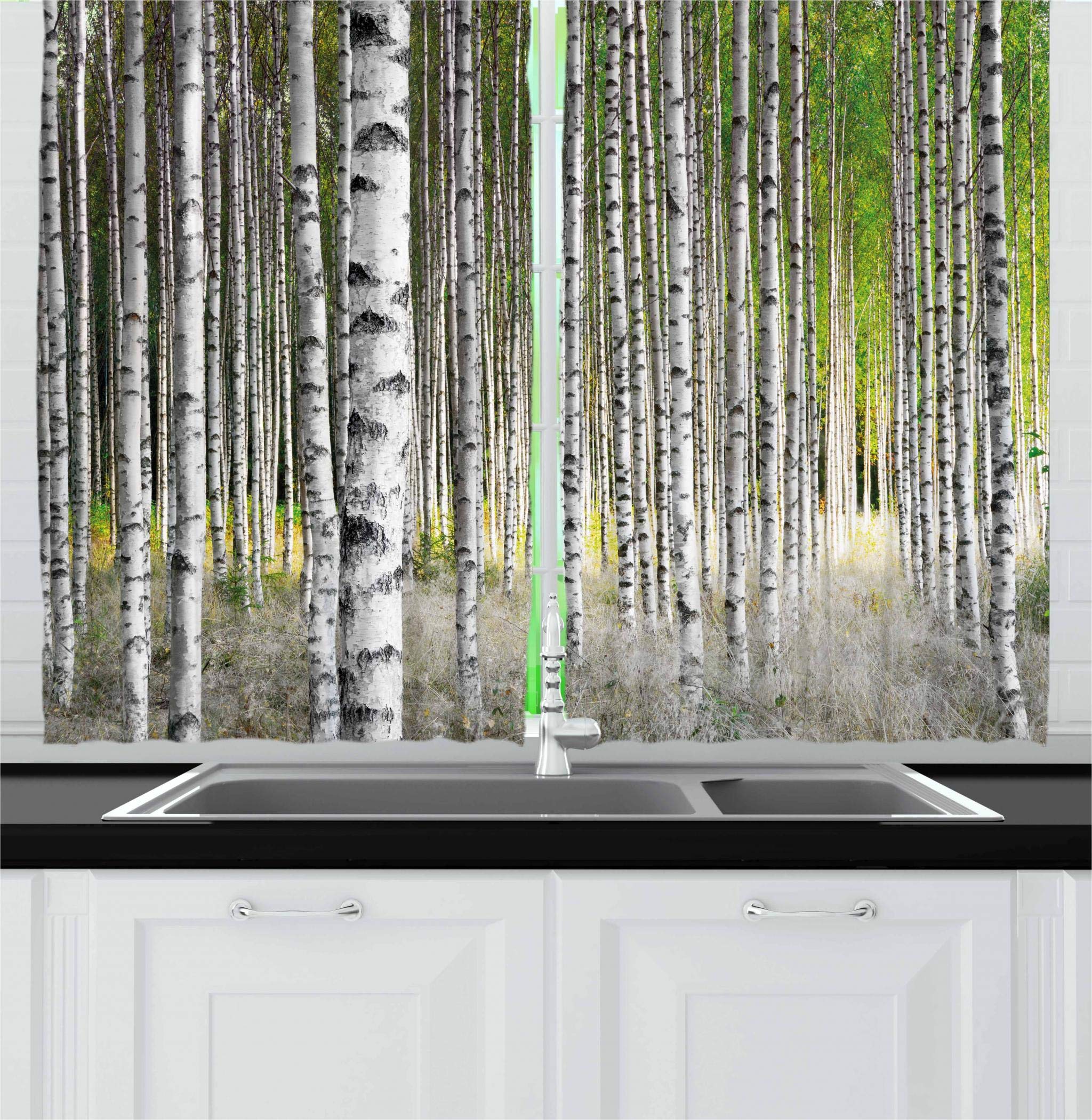 Ambesonne Multicolor Curtain Panels for Kitchen 55" X 39" Multi kc_39440_55x39