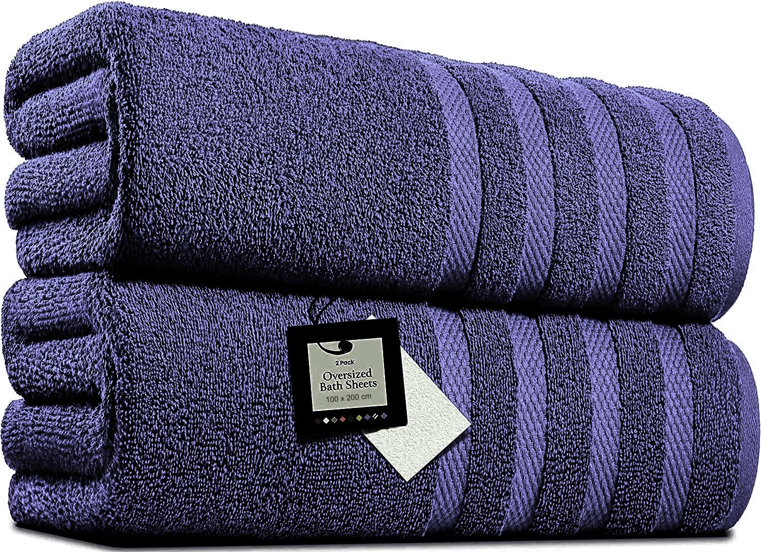 Pack of 2 Extra Large Bath Sheets (100 x 200 cm-600 GSM) Pure Egyptian Cotton Big Body Wrap Bath Sheet Towels for Bathroom,beach