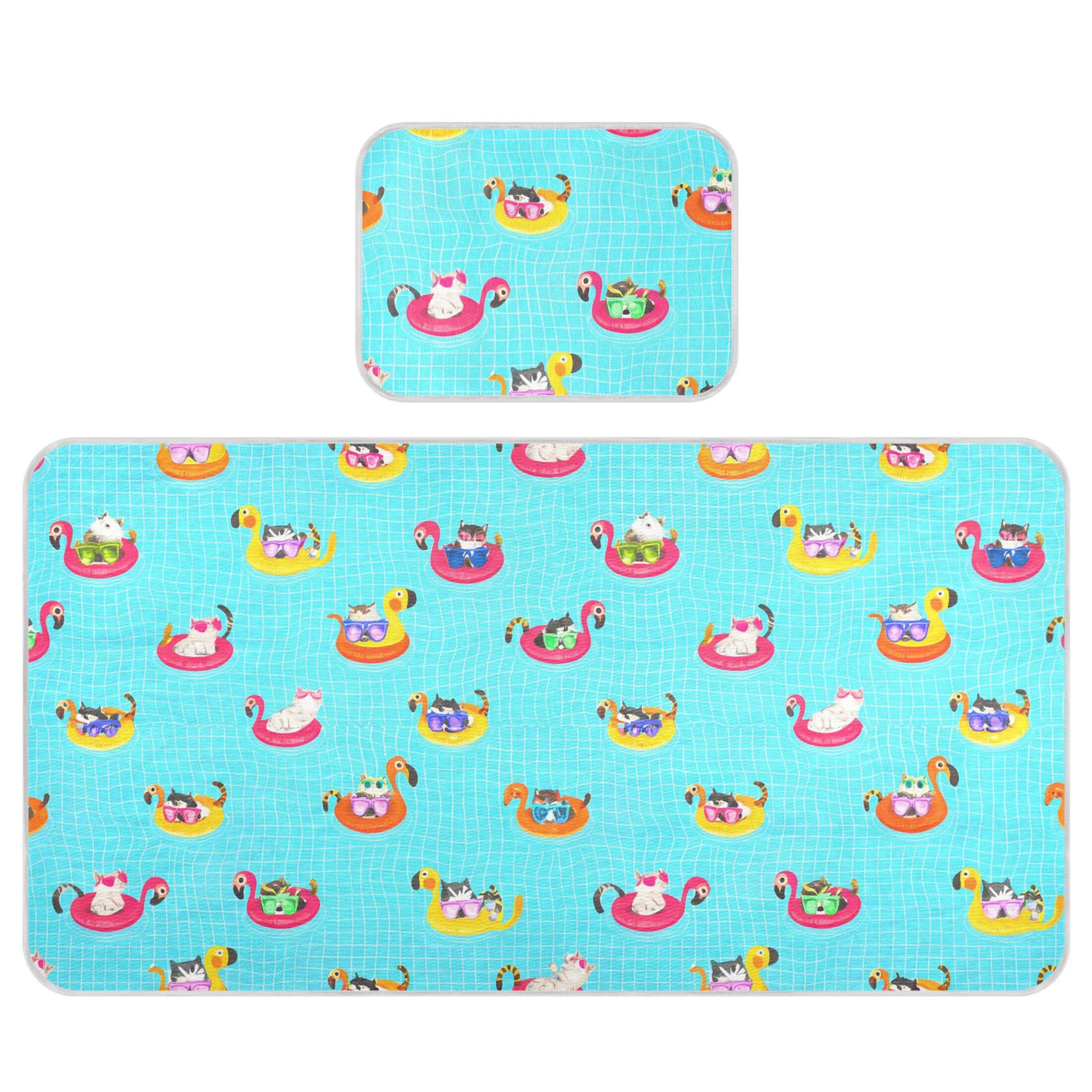 Takiito Swimming Cats Baby Cooling Mattress Pad, Soft & Breathable Cooling Mat Keep Baby Cool in Summer 28x52 in, Nursery Essential