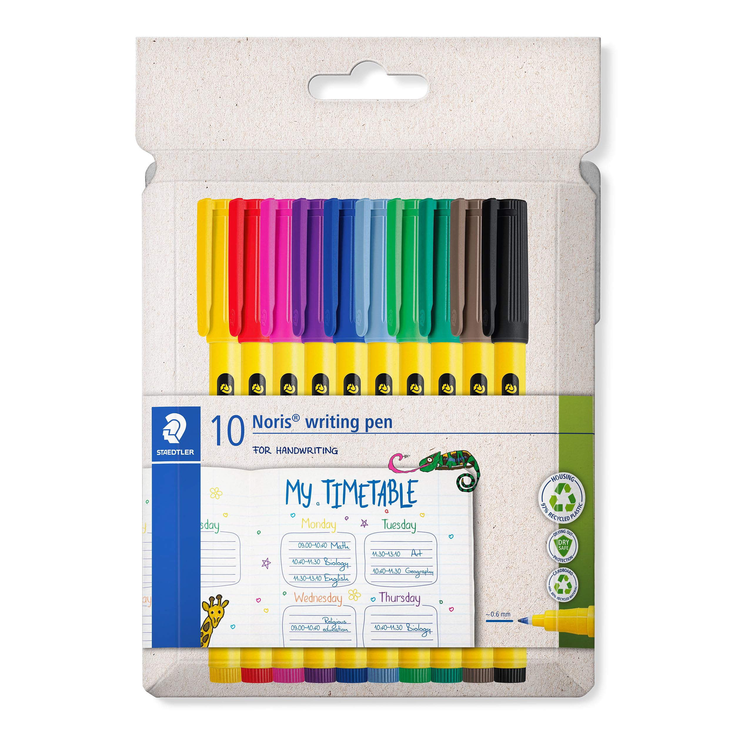 STAEDTLER Noris - Handwriting Pen - 10 Assorted Colours - Pack of 10, 307 C10