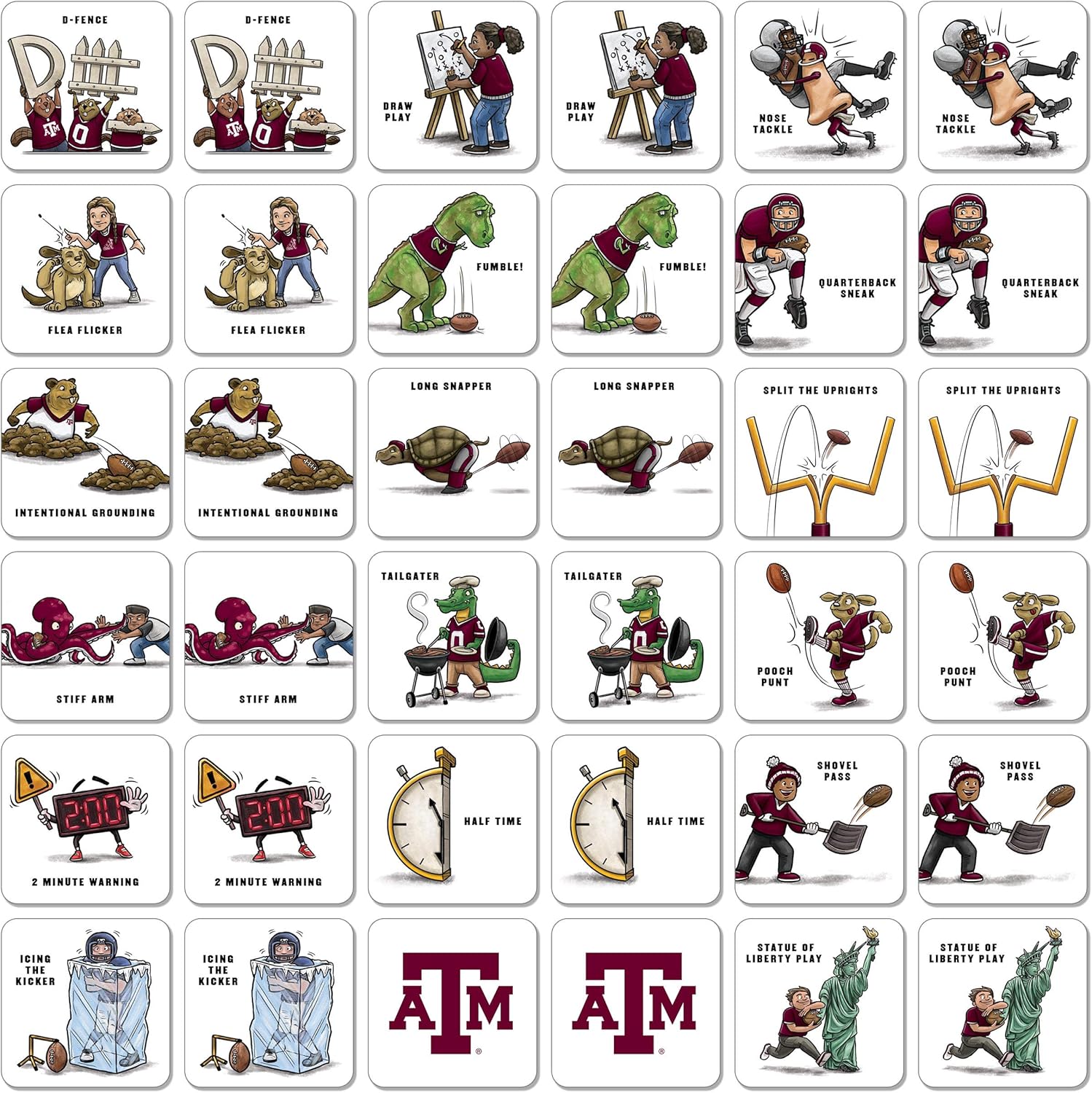 YouTheFan NCAA Officially-Licensed Memory Match Game - Humorous, Team-Specific, Original Hand-Drawn Artwork, Fun for the Whole Family, for Fans Young and Old