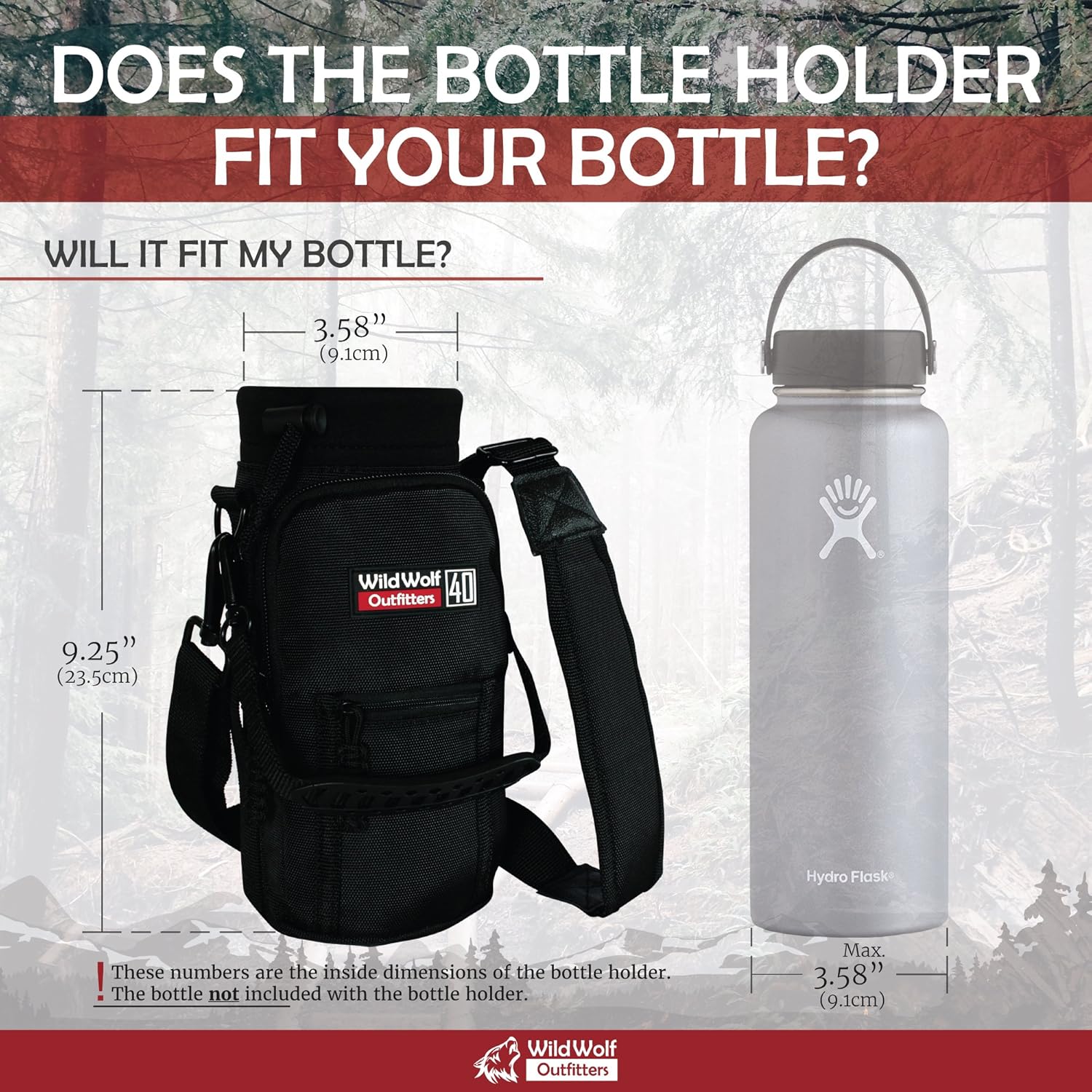 Wild Wolf Outfitters   #1 Best Water Bottle Holder for 40 oz Bottles   Carry, Protect and Insulate Your Flask with This Military Grade Carrier w  2 Pockets and an Adjustable Padded Shoulder Strap. Photo