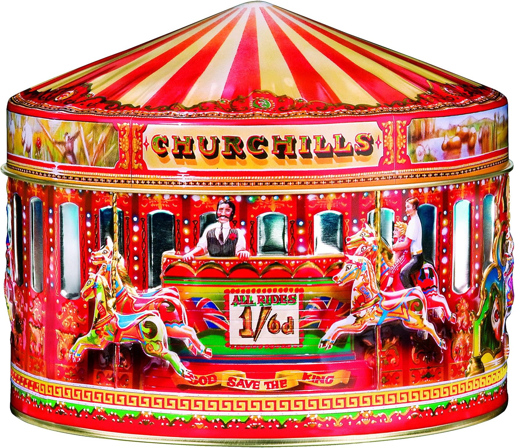 Churchill's Confectionery Collectible Carousel Tin with Dairy Toffees 400g