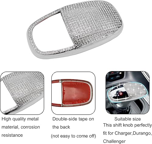 Vista 3 de Cubierta de cabeza de perilla de cambio brillante para accesorios Dodge Charger 2015-2023 Challenger 2015-2023 2024 Durango 2016-2025 2026 ABS